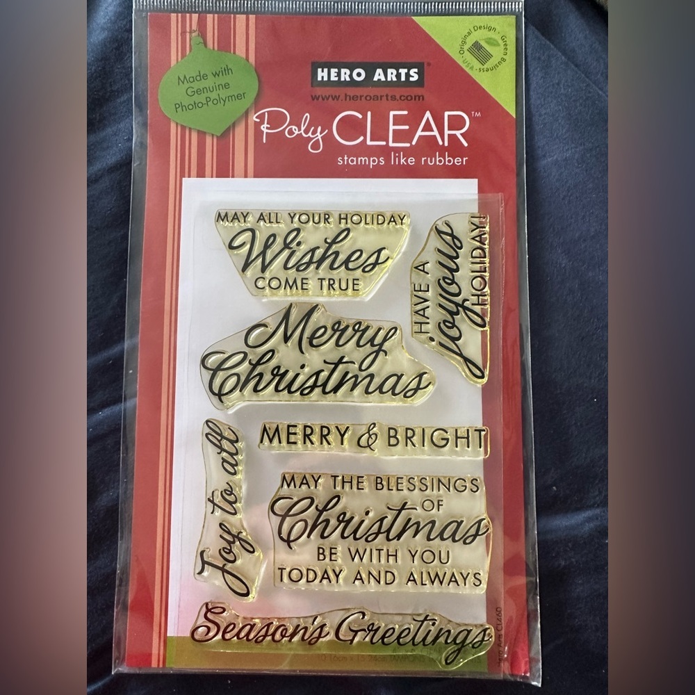 Retired Hero Arts CL462 Joy to All PolyClear Clear Stamp Set NIP